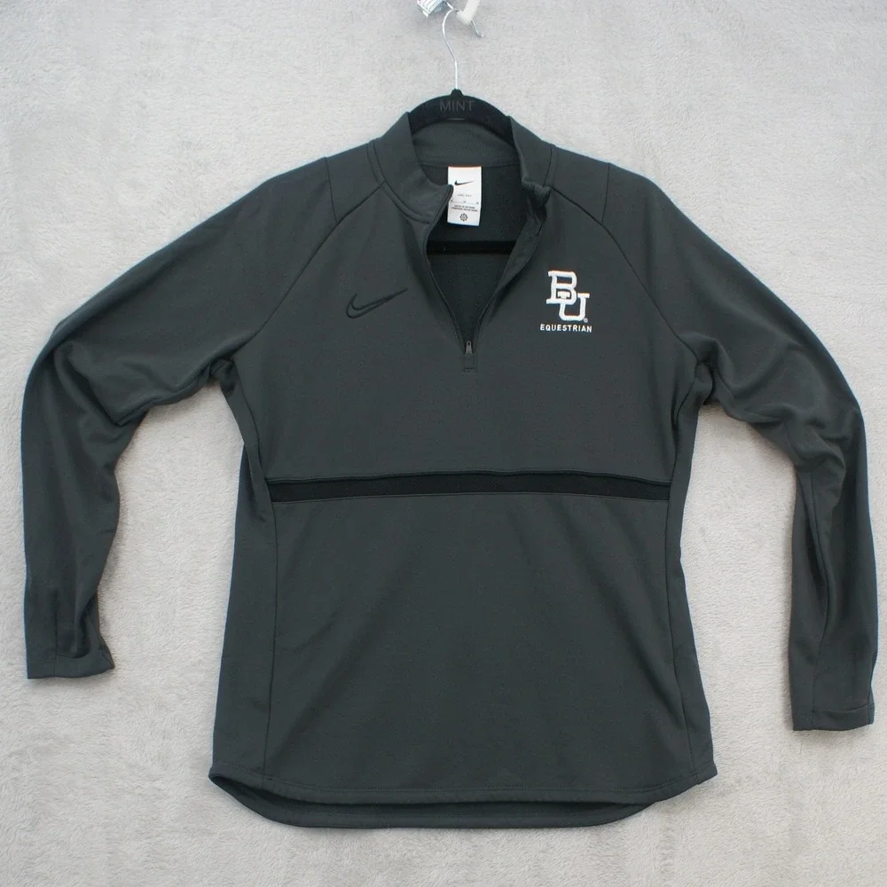 Nike Baylor Equestrian Dri-FIT Quarter Zip Pullover Gray Womens Medium